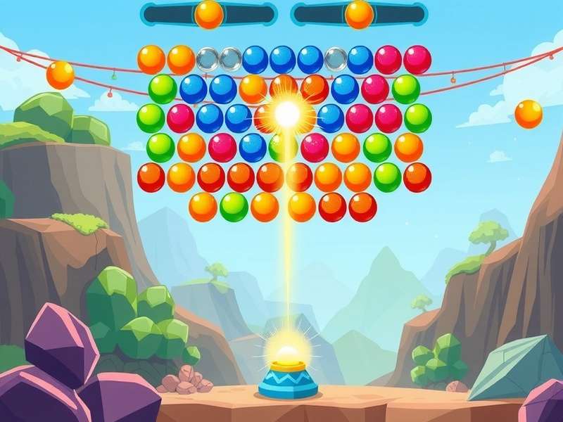 मोबाइल फोन पर बबल शूटर गेम खेलते हुए