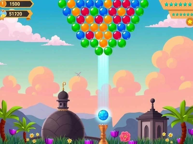 बबल शूटर गेम का गेमप्ले स्क्रीनशॉट