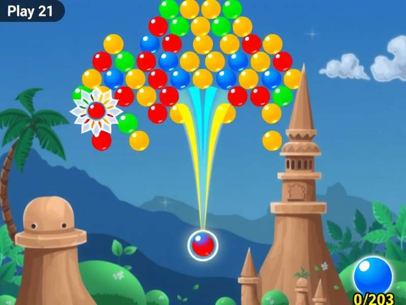 Bubble Shooter HD 3 गेमप्ले स्क्रीनशॉट - रंगीन बबल्स और उन्नत ग्राफिक्स