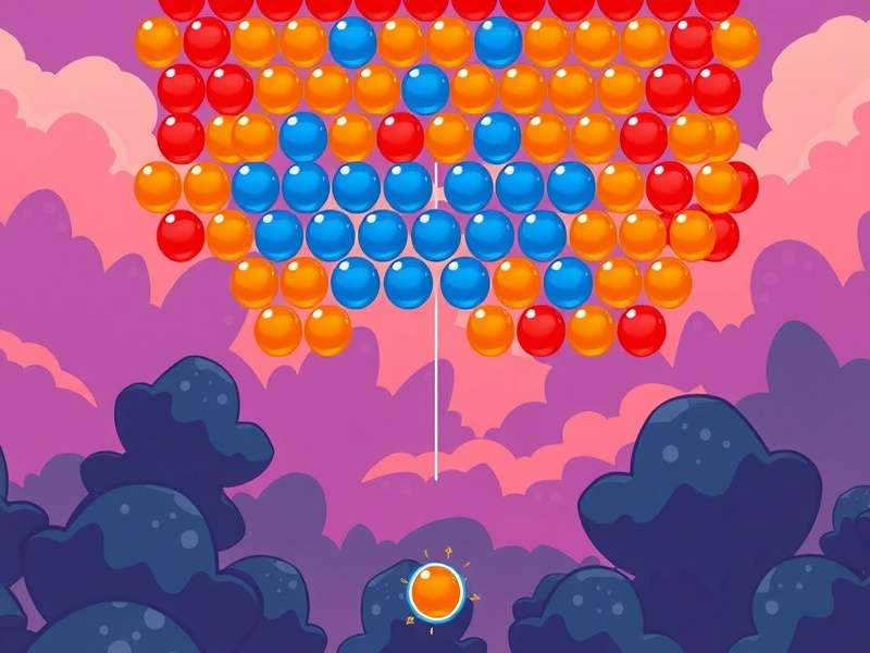 बबल शूटर गेमप्ले स्क्रीनशॉट - रंगीन बबल्स और स्कोर