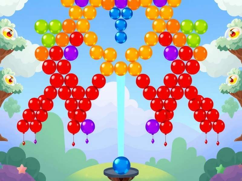 बबल शूटर गेमप्ले स्क्रीनशॉट जिसमें रंगीन बबल्स और हाई स्कोर दिख रहा है