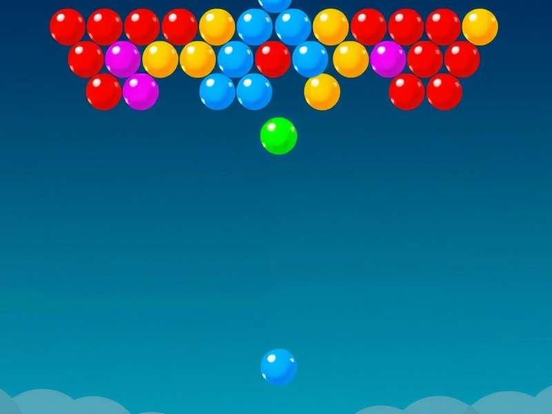Colorful bubble shooter game interface on a mobile phone screen