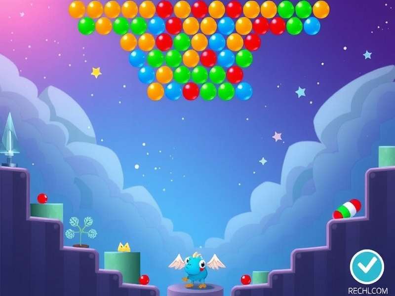 Bubble Shooter game boss level strategy visualization showing complex bubble patterns