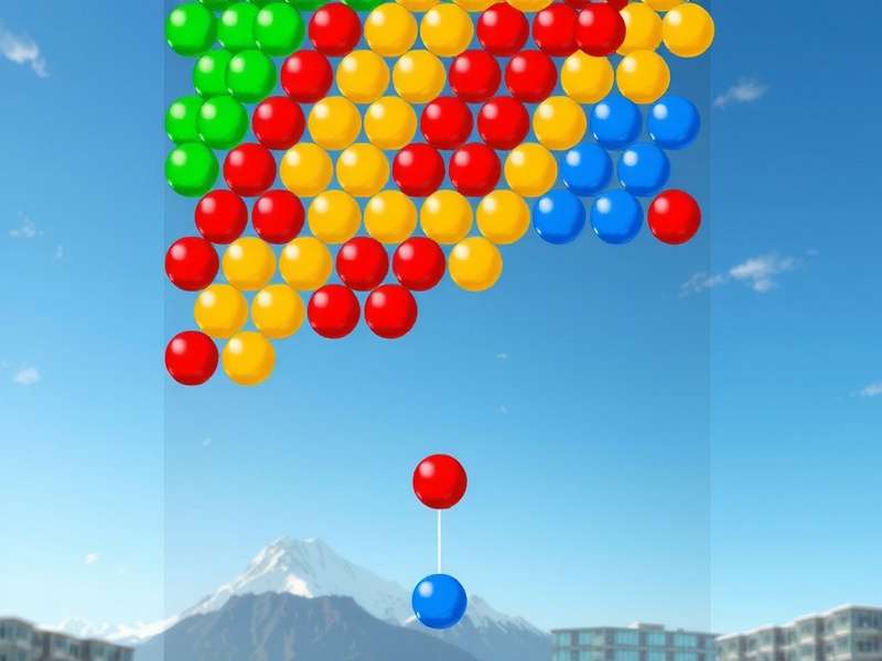 Colorful bubble shooter game interface on a mobile phone screen