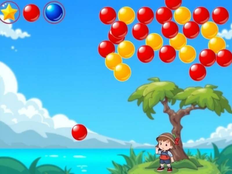 Colorful bubble shooter game interface on a mobile screen