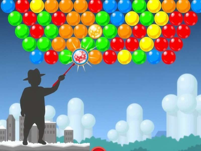 Close-up of colorful bubbles in a Bubble Shooter game on a mobile screen