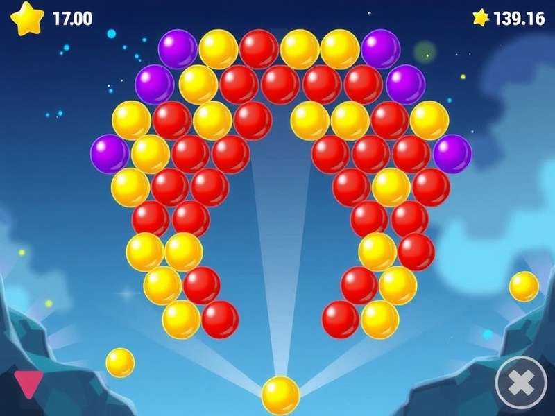 Colorful bubble shooter game interface on a mobile screen