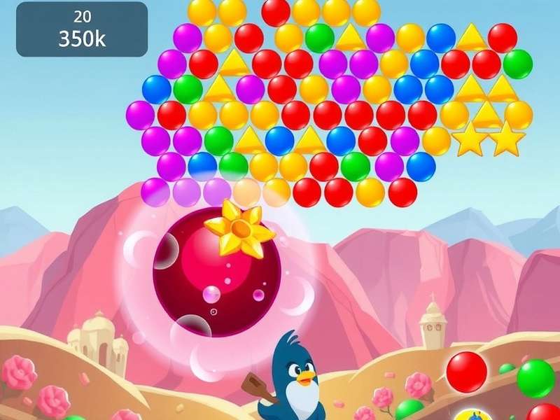 Bubble Shooter game screen with colorful bubbles
