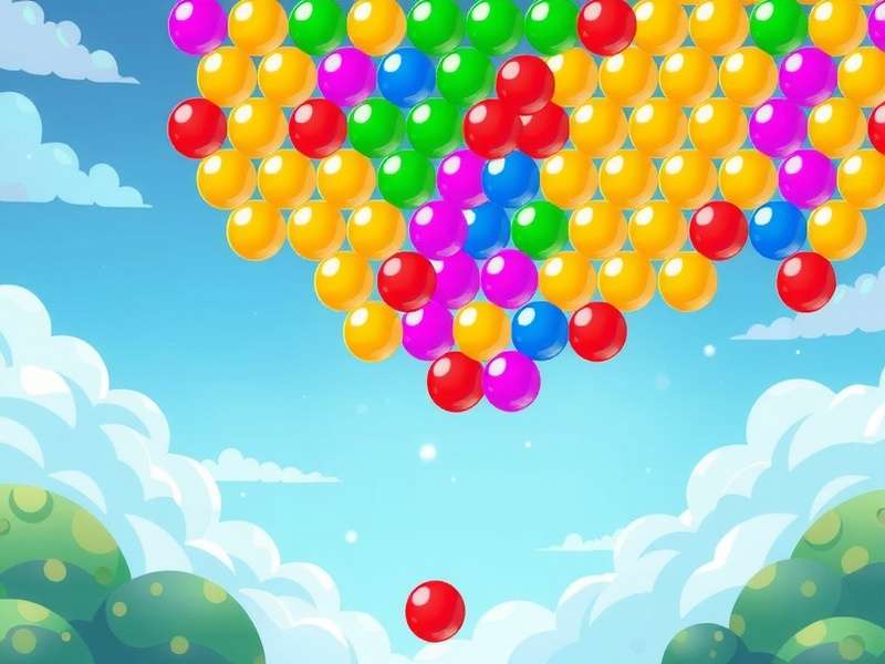 Colorful Bubble Shooter gameplay screen with rainbow bubbles