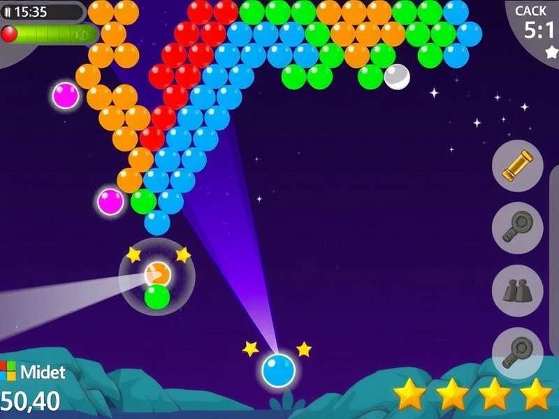 Bubble Shooter HD Microsoft gameplay screenshot showing colorful bubbles and high-definition graphics