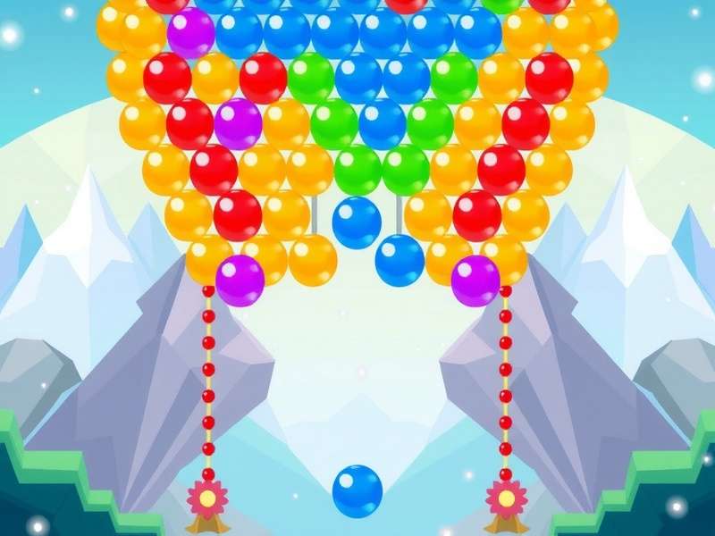 Screenshot of Tingly Bubble Shooter gameplay showing colorful bubbles and power-ups