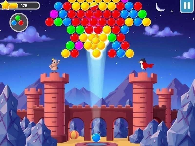 Colorful bubble shooter game interface with vibrant bubbles