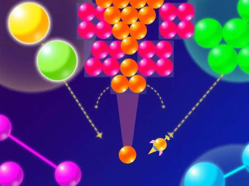 Infographic showing Bubble Shooter strategy with angles and bounce paths