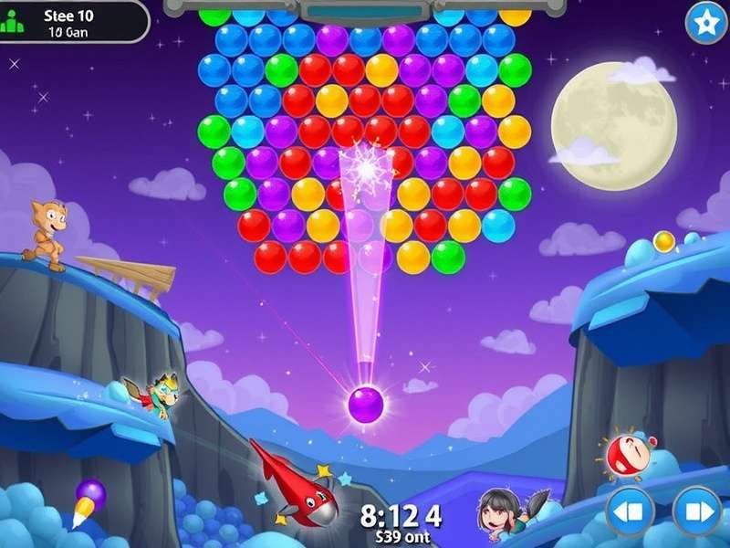 Bubble Shooter Extreme gameplay interface showing colorful bubbles and high score