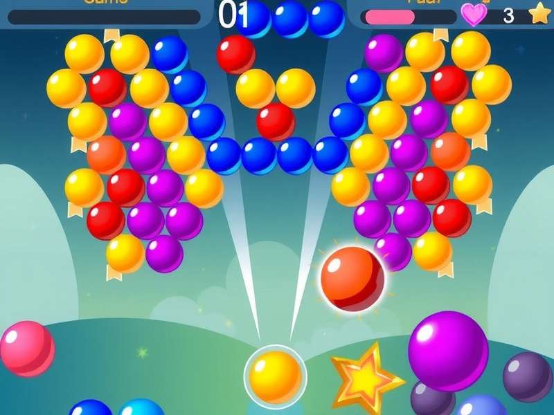 Colorful Bubble Shooter game interface showing strategic aiming