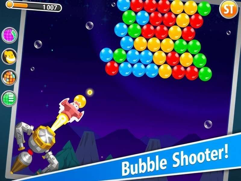 Bubble Shooter Free Games UK gameplay screenshot showing colorful bubbles and high score