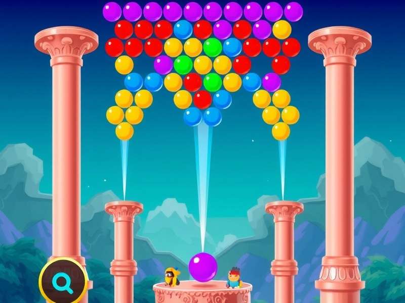 A hand holding a smartphone displaying the Bubble Shooter Classique game screen with colorful bubbles