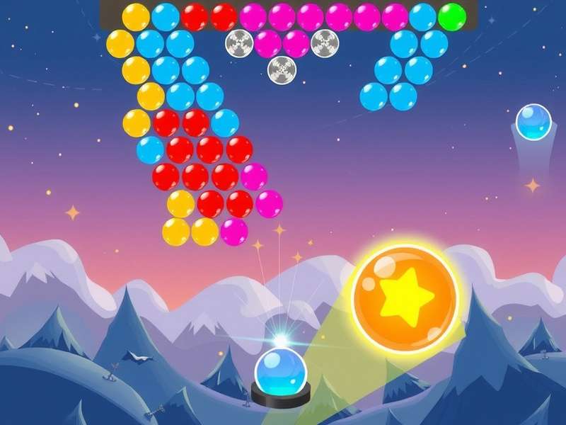Bubble Shooter game interface with colorful bubbles on screen