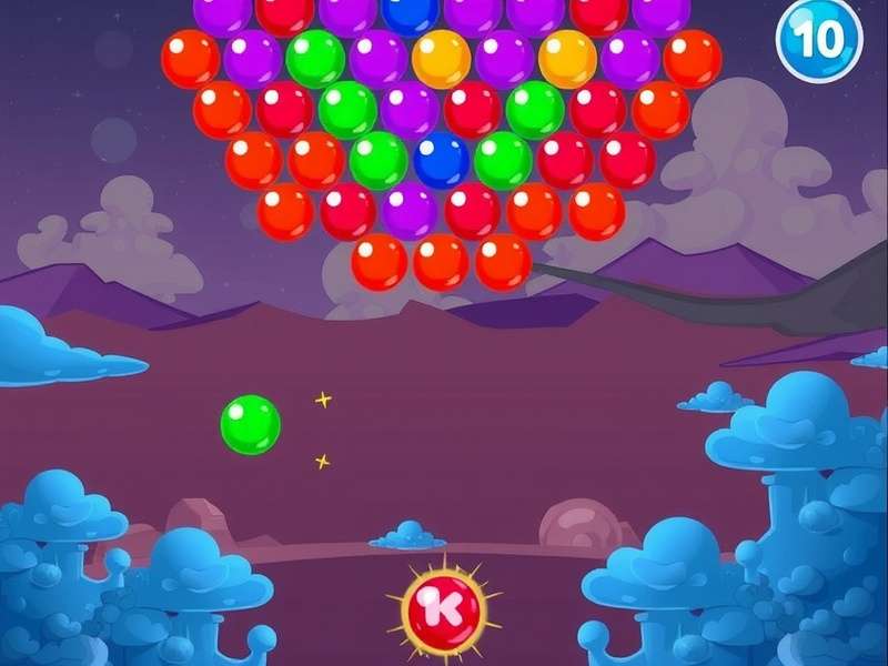 Bubble Shooter gameplay screenshot showing colorful bubbles and cannon