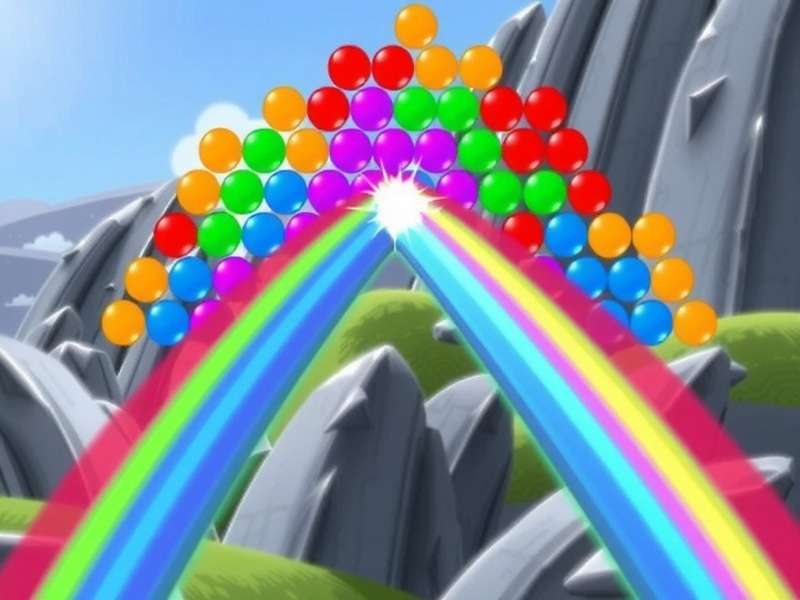 Bubble Shooter Rainbow Game vibrant gameplay screenshot showing multiple colored bubbles