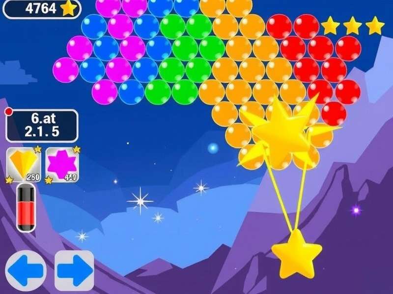 Bubble Shooter Gameplay Screen with colorful bubbles and high score display