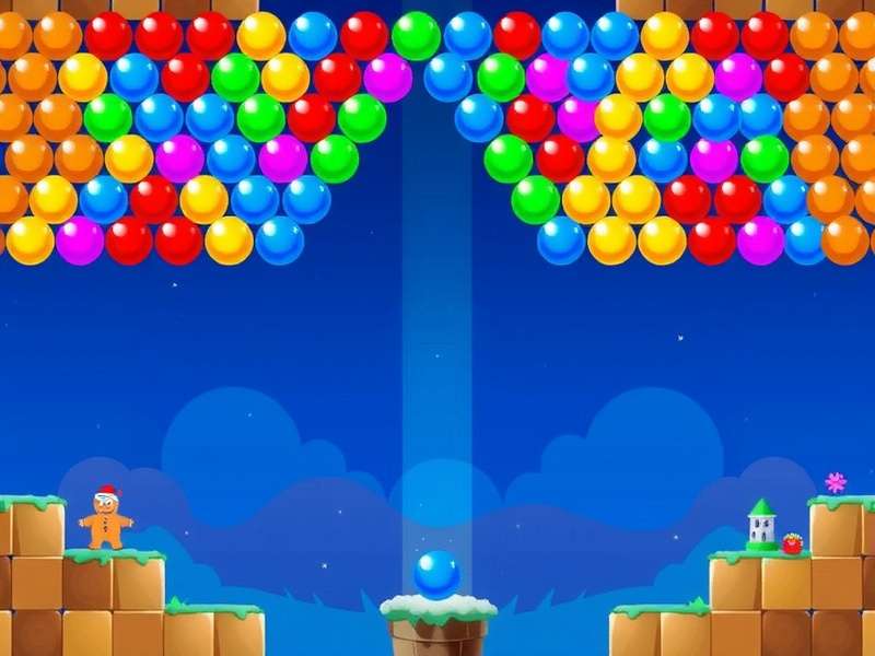 Colorful bubble shooter game interface on a mobile screen