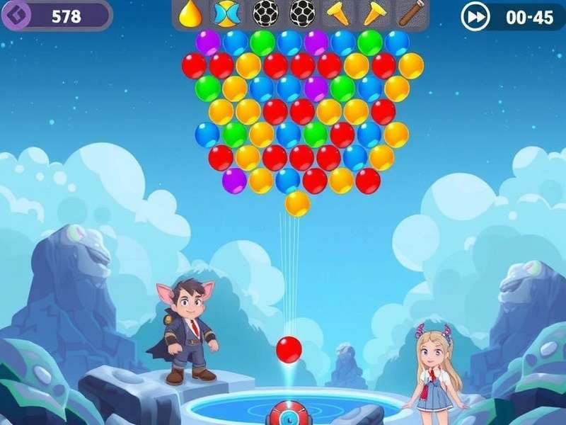 Bubble Shooter De Enige Echte vibrant gameplay screenshot showing colorful bubbles