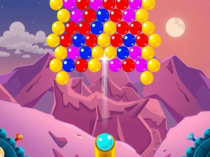 Tingly Bubble Shooter Poki gameplay showing colourful bubbles in a grid
