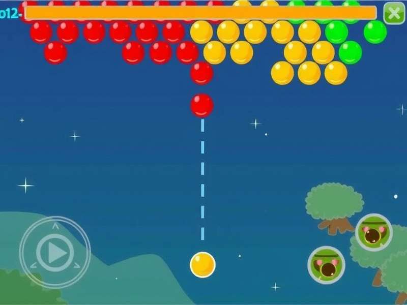 Bubble Shooter HD 2 gameplay showing colorful bubbles in a grid with aiming line