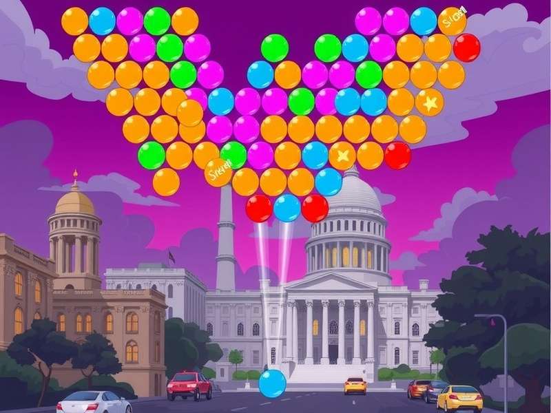 Bubble Shooter Washington Post gameplay screenshot showing colorful bubbles and score panel