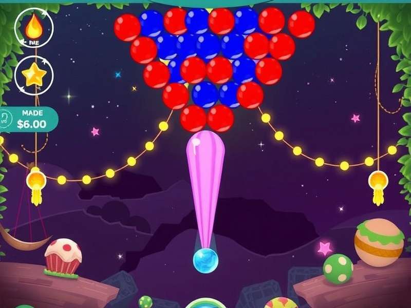 Jeu Bubble Shooter – Colorful bubbles floating in a vibrant Indian-themed arena