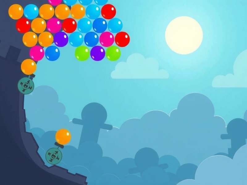 Bubble Shooter Classic gameplay with colorful bubbles on a vibrant background