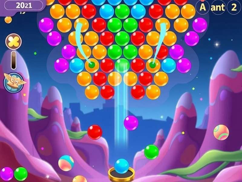 Bubble Shooter gameplay featuring colorful bubbles on a vibrant background – India's favourite puzzle game