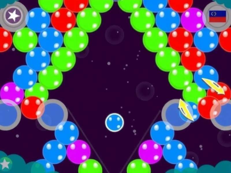 Bubbles Shooter Free gameplay screenshot with colorful bubbles and aiming line